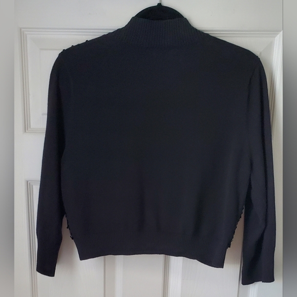 Elle Black Sequin Open Front Cropped Shrug Cardigan Sweater 3/4 Sleeve Size L - Picture 3 of 8